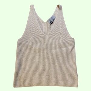 dh NEW YORK Beige Ribbed Knit Sweater